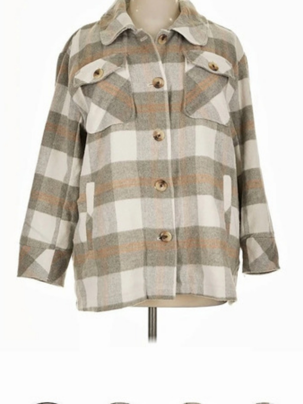 Rails Plaid Overshirt Jacket in Gray & White Like New